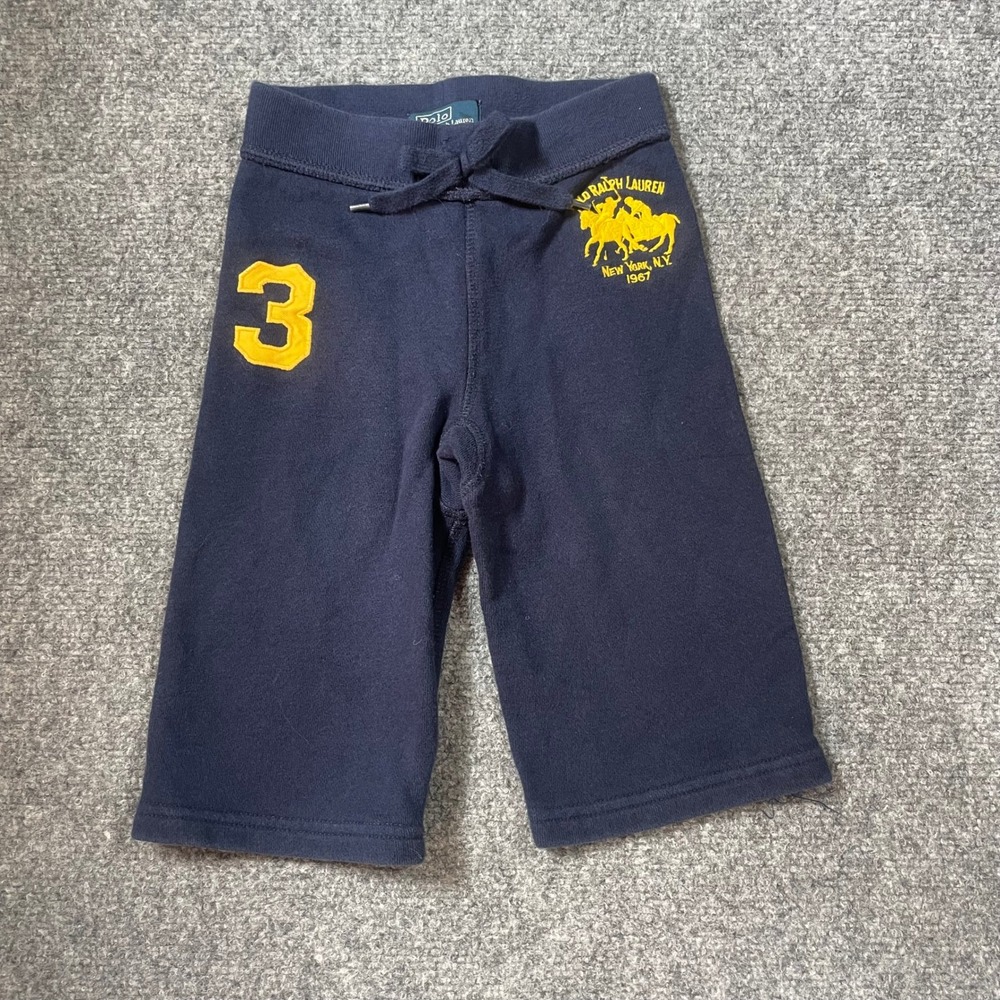 Polo Ralph Lauren Sweatpants Youth 12M Navy Blue Fleece Embroidered Crest Logo 3